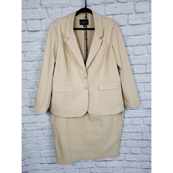 Eloquii Dresses & Skirts - Eloquii Camel Tan Skirt Suit Blazer Jacket Size Career Office Classic NWT 20